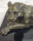 Hot Cast Bronze Cheetah Jaguar Leopard Sculpture on Marble Base