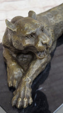 Hot Cast Bronze Cheetah Jaguar Leopard Sculpture on Marble Base