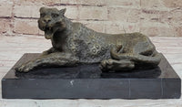 Hot Cast Bronze Cheetah Jaguar Leopard Sculpture on Marble Base