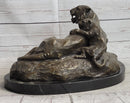 Lion Tiger & Cub Bronze Sculpture Wildlife Art