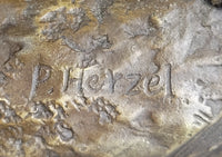 Lion Tiger & Cub Bronze Sculpture Wildlife Art