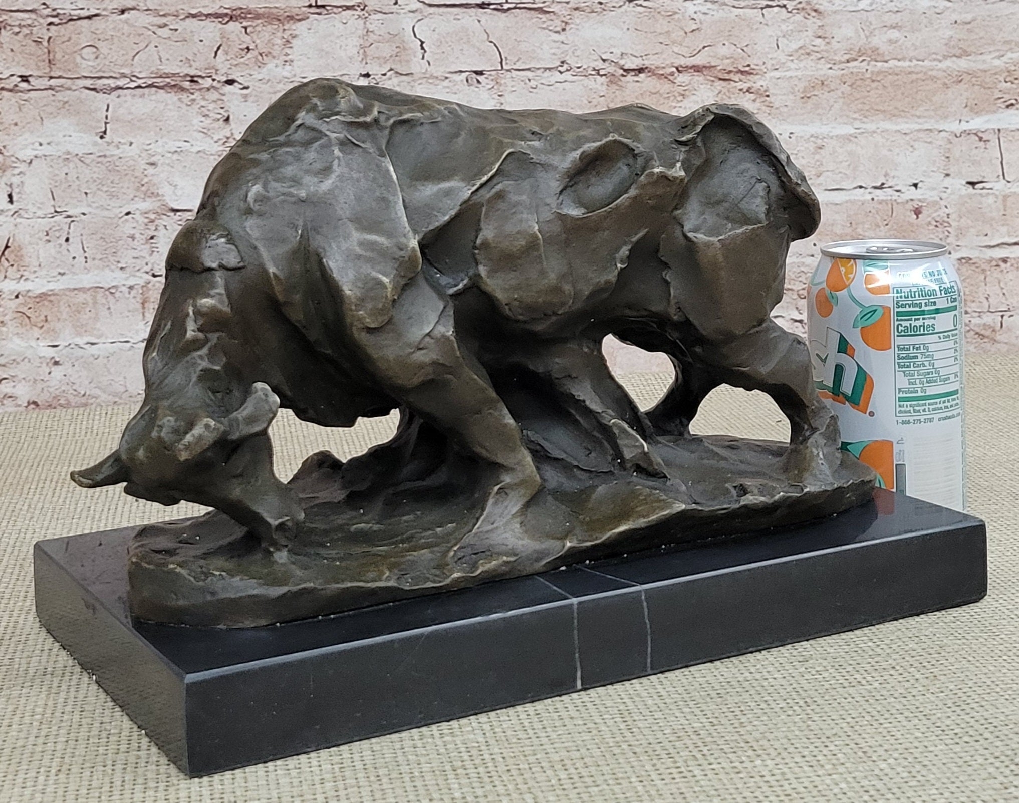 Large Abstract Modern Art Charging Bull Bronze Sculpture