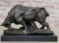 Large Abstract Modern Art Charging Bull Bronze Sculpture