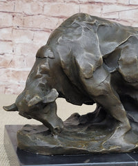 Large Abstract Modern Art Charging Bull Bronze Sculpture