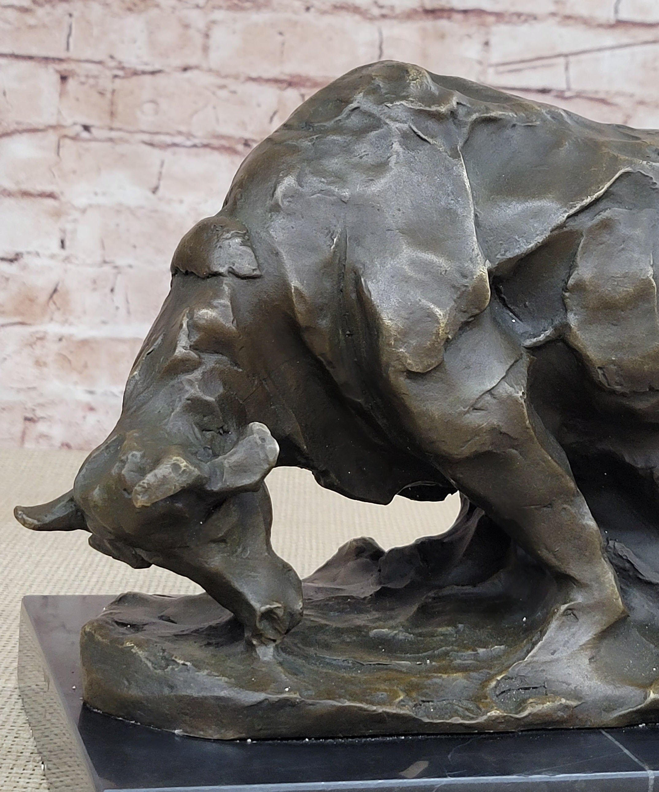 Large Abstract Modern Art Charging Bull Bronze Sculpture