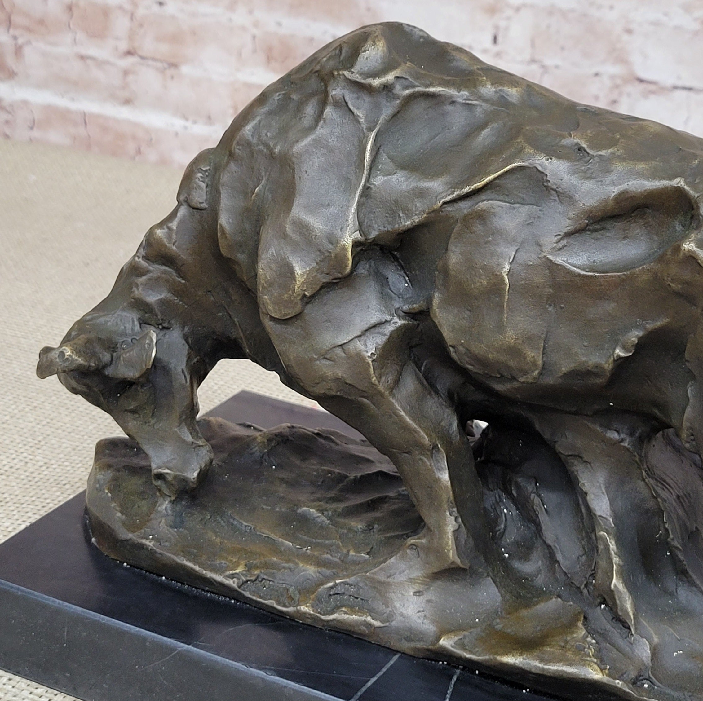 Large Abstract Modern Art Charging Bull Bronze Sculpture