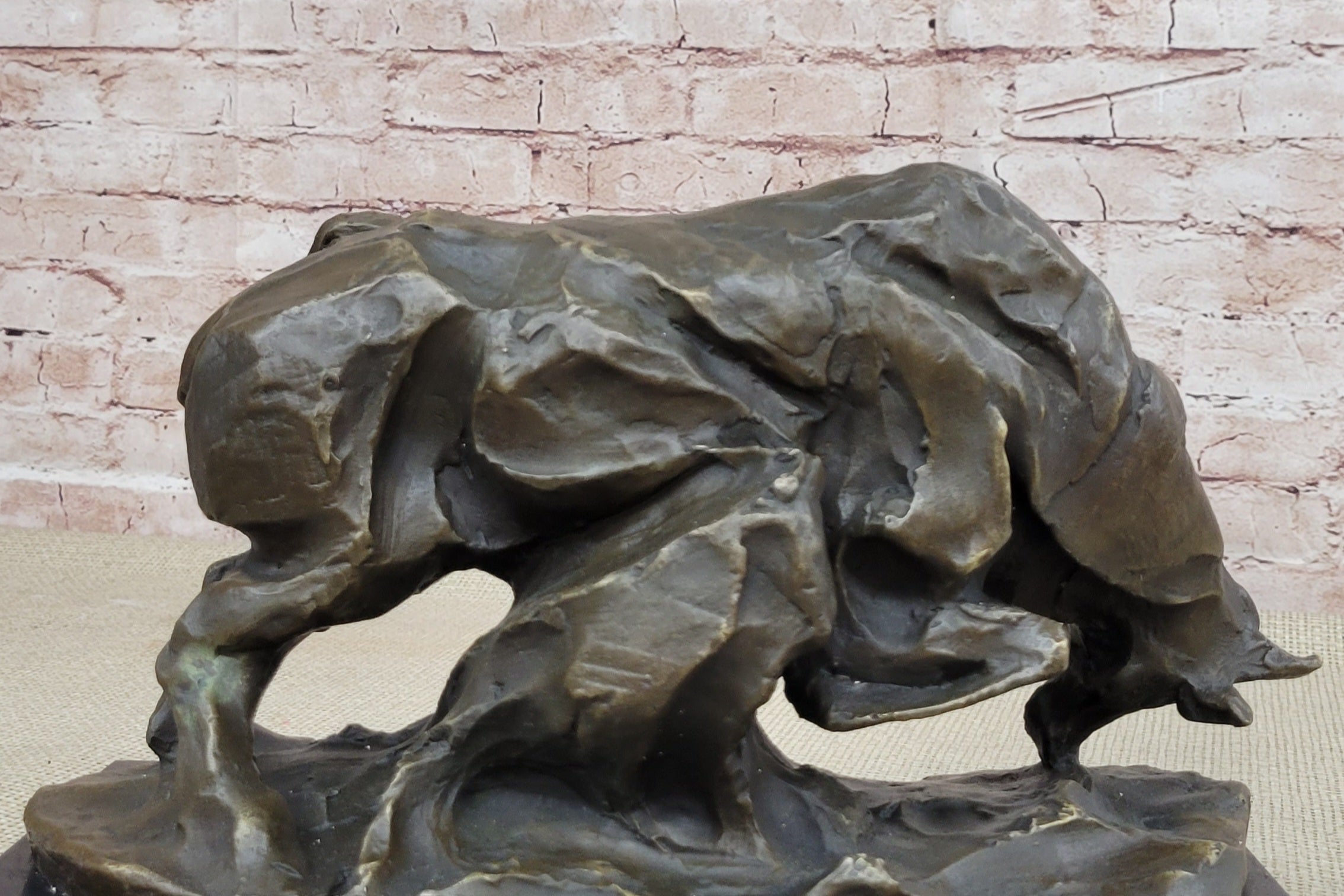 Large Abstract Modern Art Charging Bull Bronze Sculpture