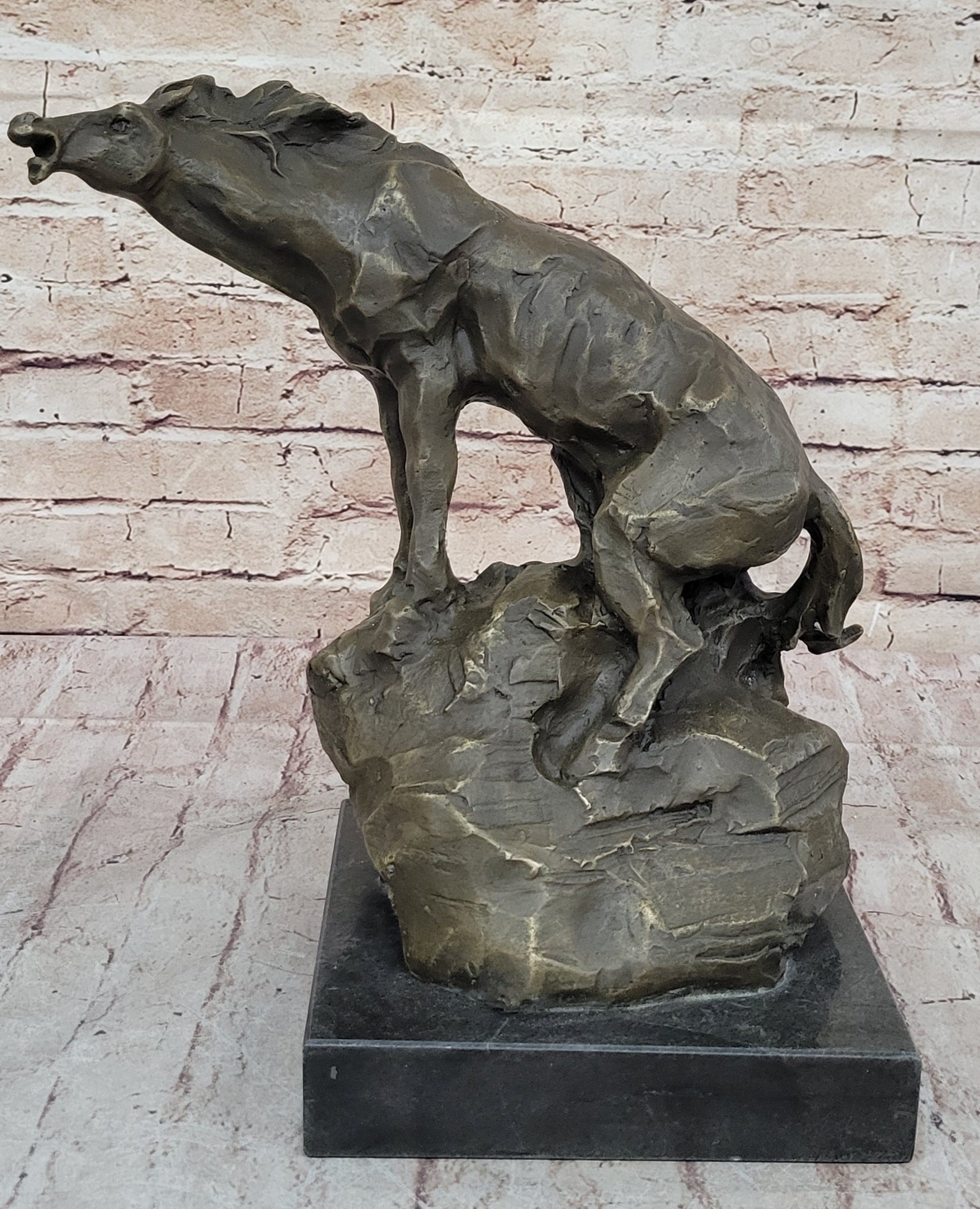 Abstract Crude Impressionist Horse Bronze Sculpture Signed