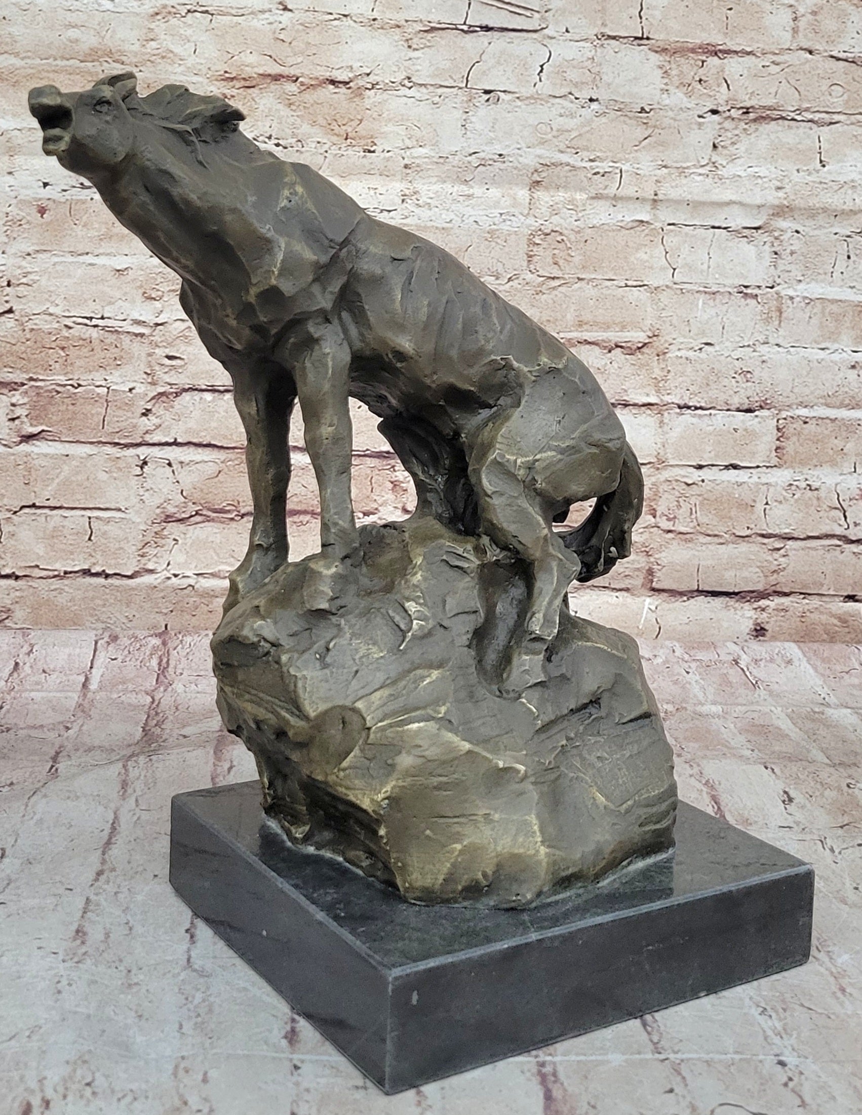 Abstract Crude Impressionist Horse Bronze Sculpture Signed