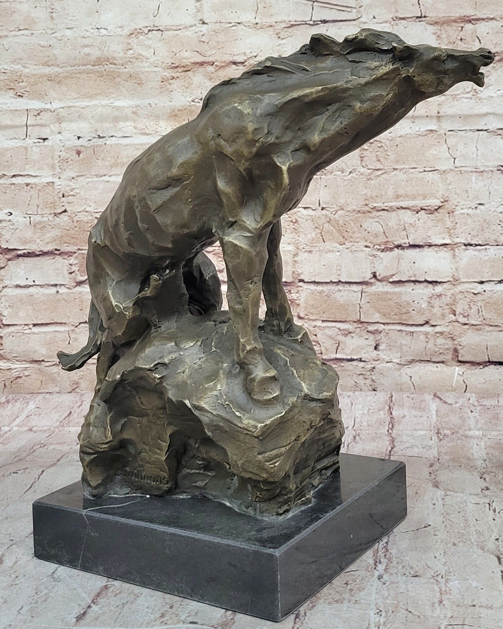 Abstract Crude Impressionist Horse Bronze Sculpture Signed