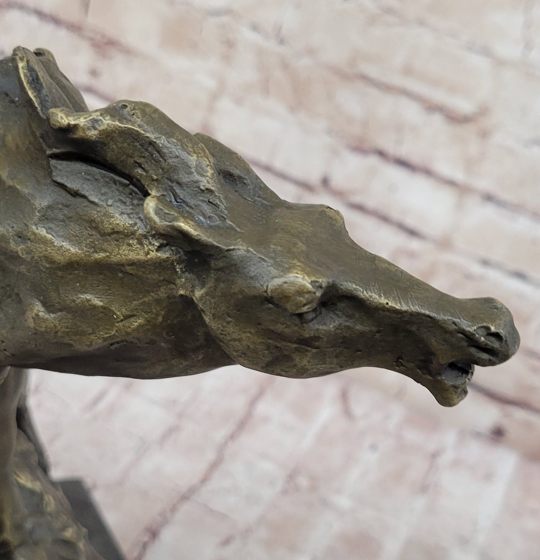 Abstract Crude Impressionist Horse Bronze Sculpture Signed