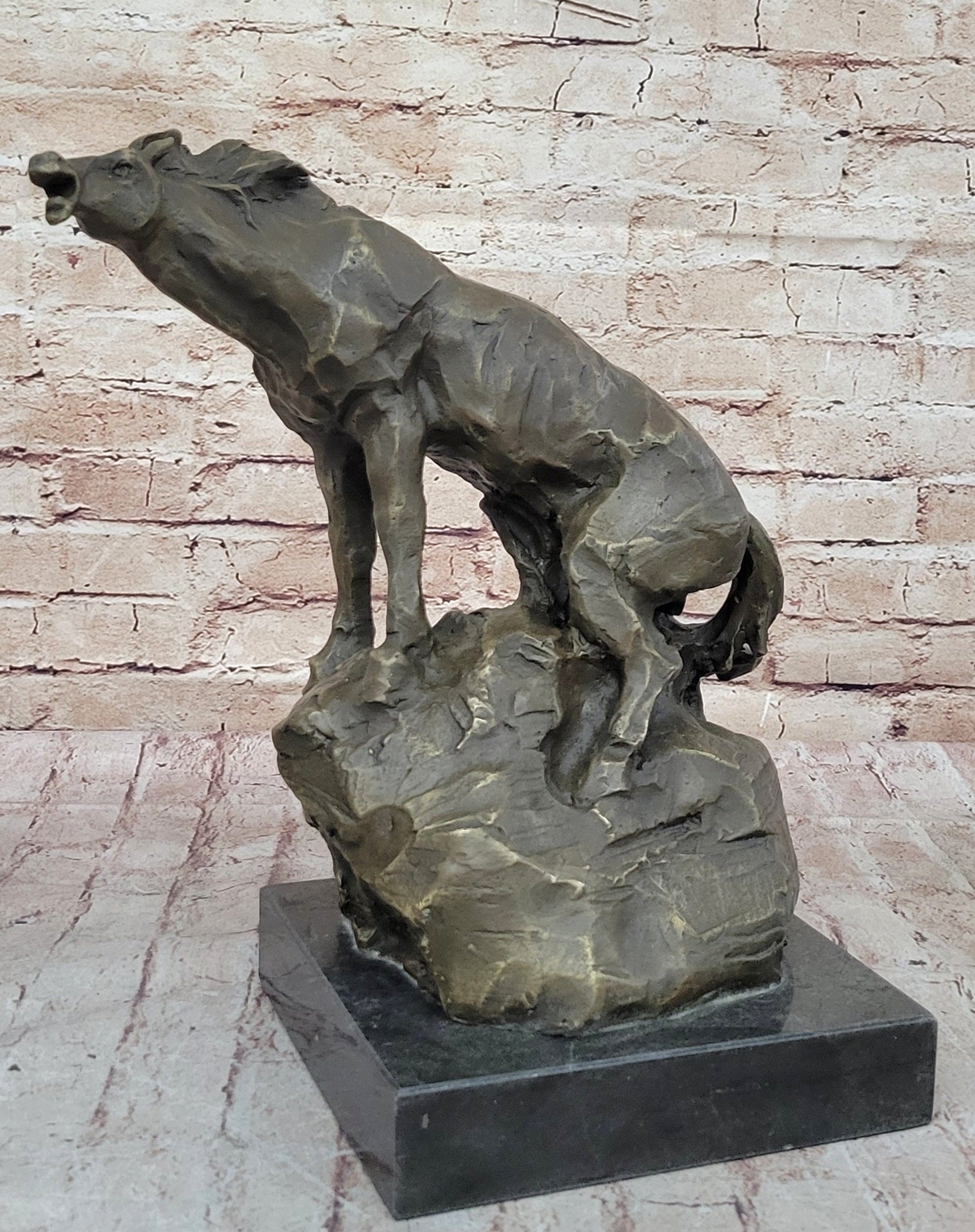 Abstract Crude Impressionist Horse Bronze Sculpture Signed
