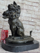 Abstract Crude Lion King Bronze Sculpture on Marble Base