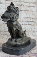Abstract Crude Lion King Bronze Sculpture on Marble Base