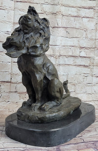 Abstract Crude Lion King Bronze Sculpture on Marble Base