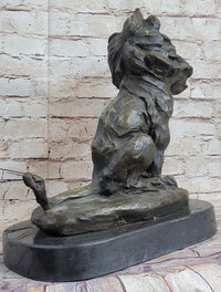 Abstract Crude Lion King Bronze Sculpture on Marble Base