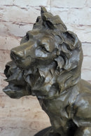 Abstract Crude Lion King Bronze Sculpture on Marble Base