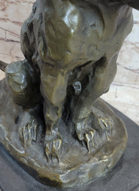 Abstract Crude Lion King Bronze Sculpture on Marble Base