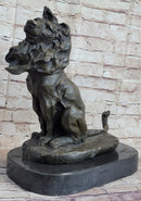 Abstract Crude Lion King Bronze Sculpture on Marble Base