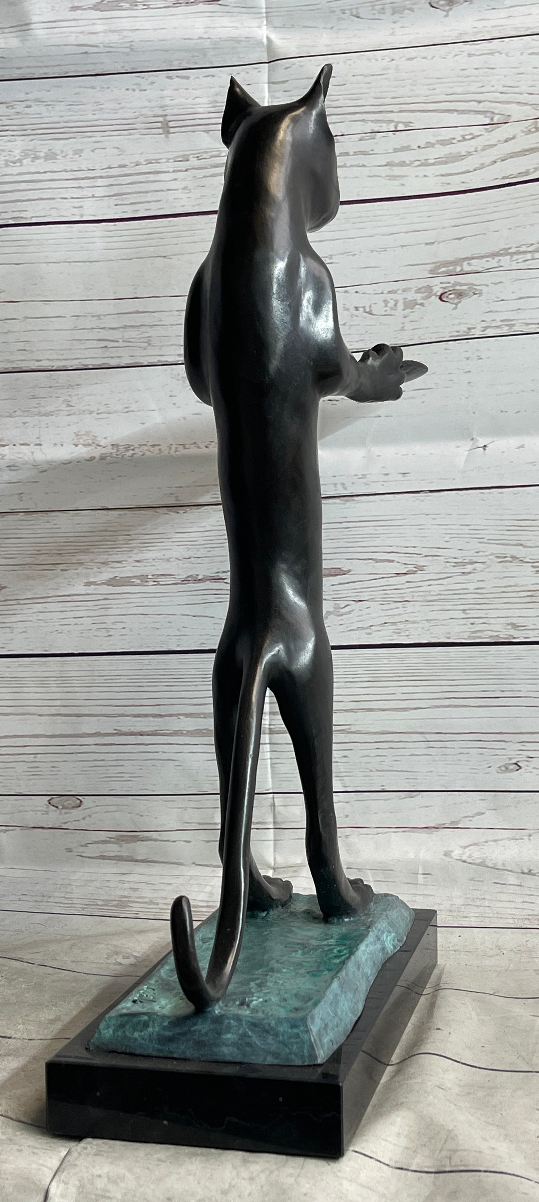 Cat Holding Tray Business Card Holder Bronze Sculpture