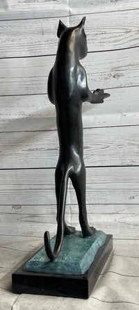 Cat Holding Tray Business Card Holder Bronze Sculpture