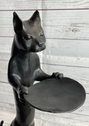 Cat Holding Tray Business Card Holder Bronze Sculpture