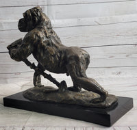 Gorilla Great Ape Bronze Metal Sculpture Signed on Marble Base