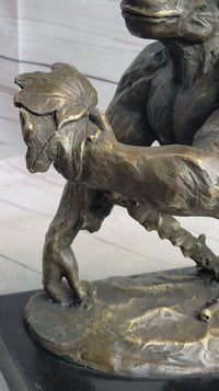 Gorilla Great Ape Bronze Metal Sculpture Signed on Marble Base