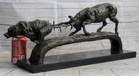 Elk Reindeer Caribou vs. Bear Bronze Sculpture Original Art