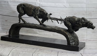 Elk Reindeer Caribou vs. Bear Bronze Sculpture Original Art