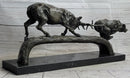Elk Reindeer Caribou vs. Bear Bronze Sculpture Original Art