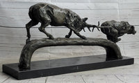 Elk Reindeer Caribou vs. Bear Bronze Sculpture Original Art