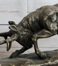 Elk Reindeer Caribou vs. Bear Bronze Sculpture Original Art