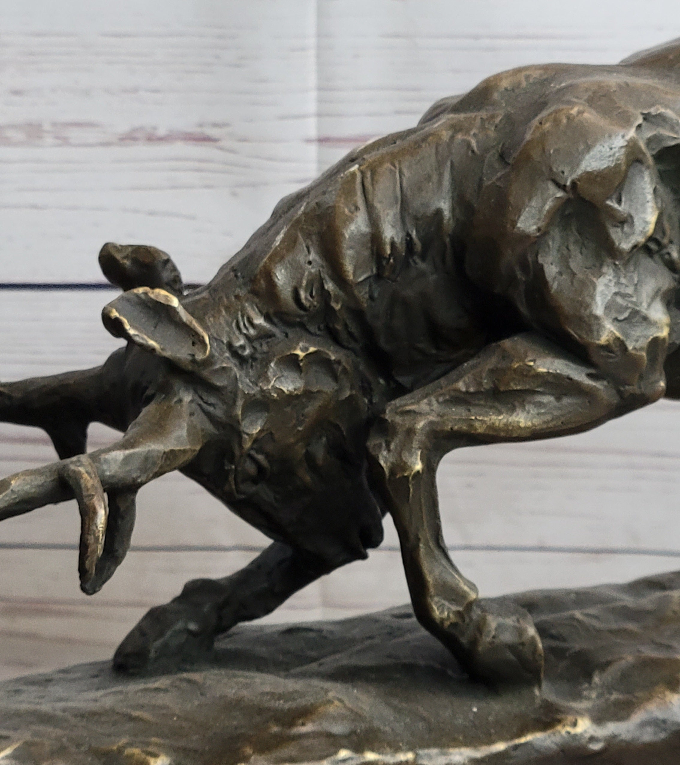 Elk Reindeer Caribou vs. Bear Bronze Sculpture Original Art
