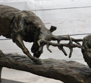 Elk Reindeer Caribou vs. Bear Bronze Sculpture Original Art