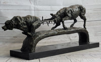 Elk Reindeer Caribou vs. Bear Bronze Sculpture Original Art