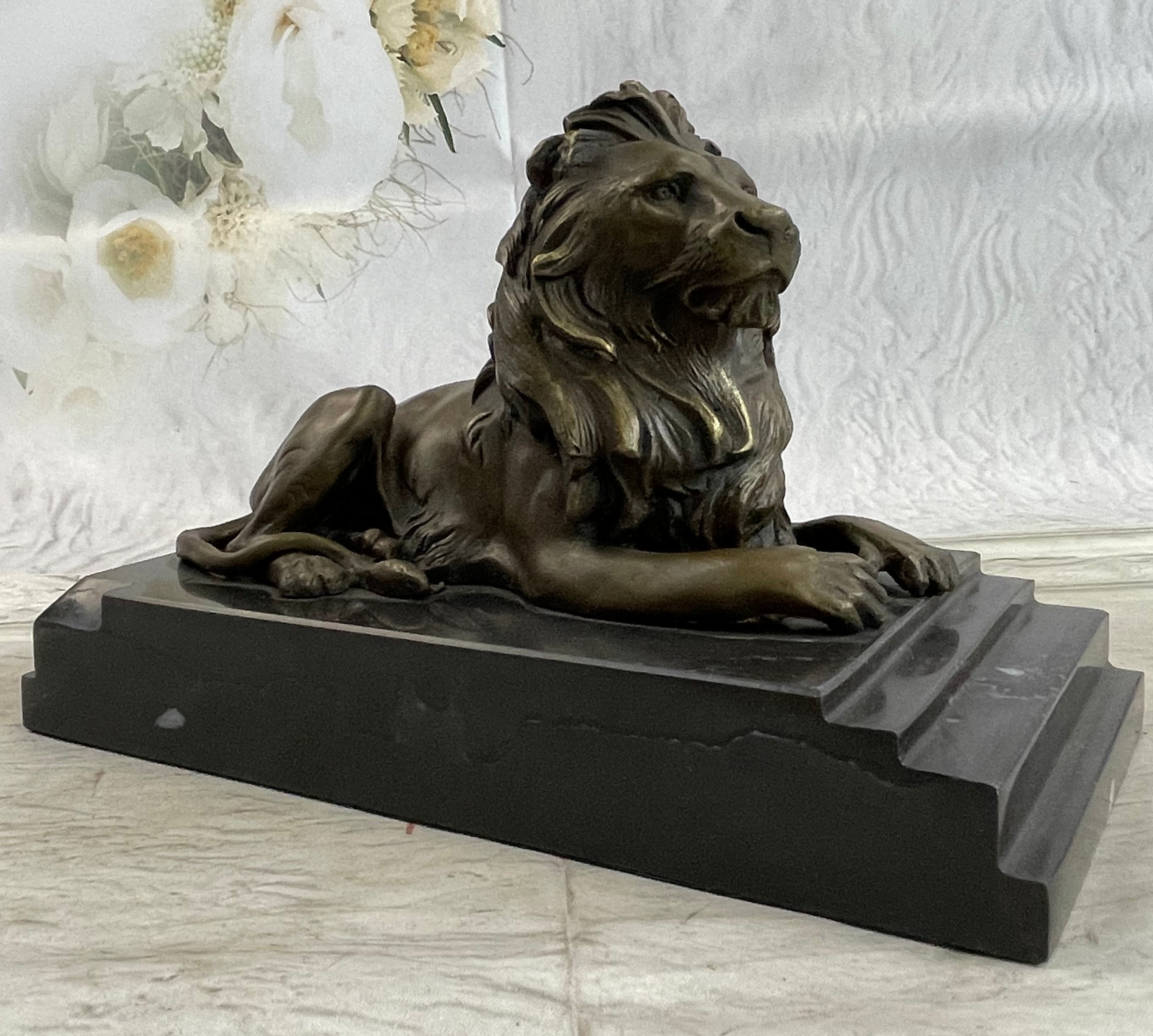 Barye African Lioness Lion Wild Life Animal Bronze Sculpture