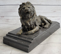 Antoine Barye Recumbent Guardian Lion Bronze Sculpture