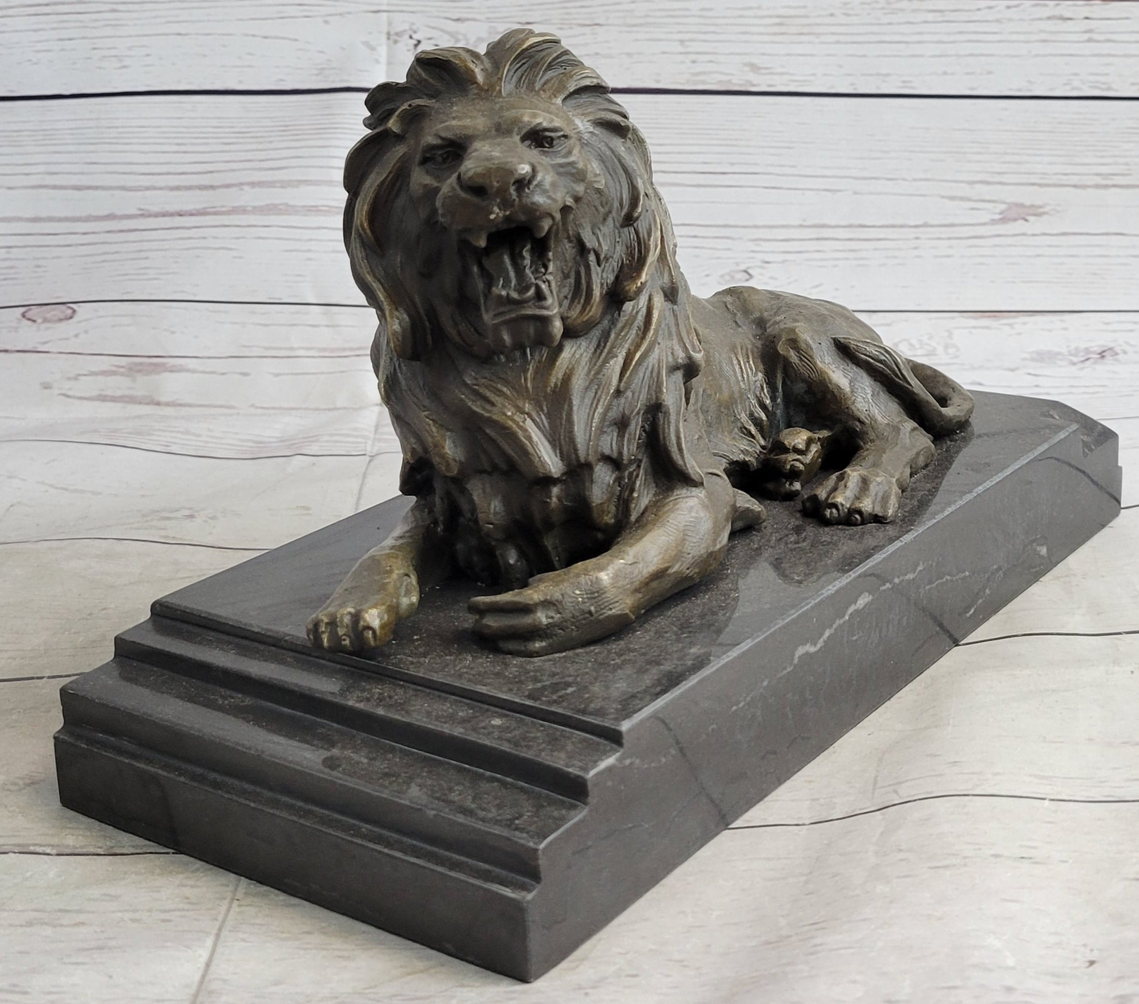 Antoine Barye Recumbent Guardian Lion Bronze Sculpture