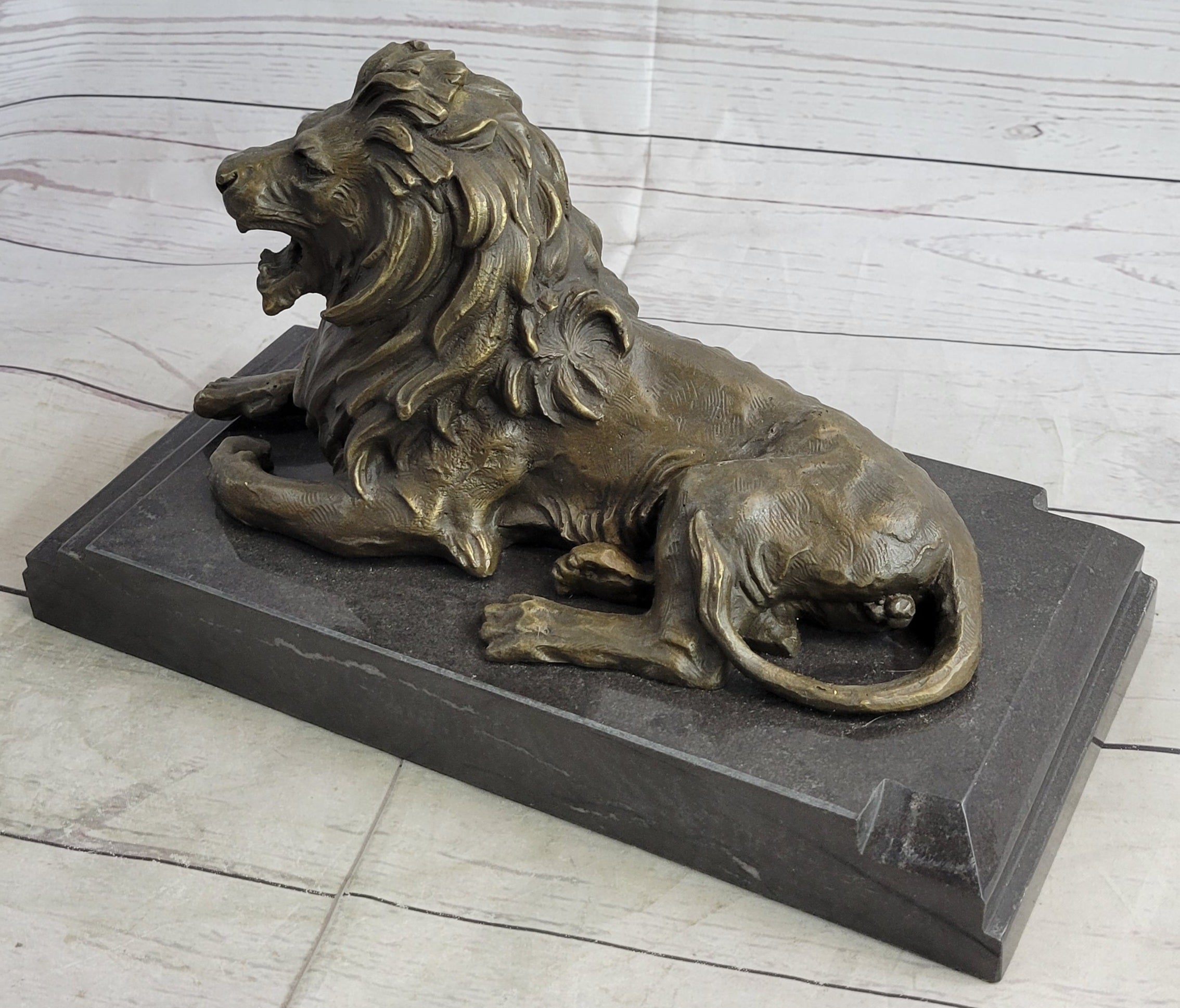 Antoine Barye Recumbent Guardian Lion Bronze Sculpture