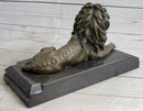 Antoine Barye Recumbent Guardian Lion Bronze Sculpture