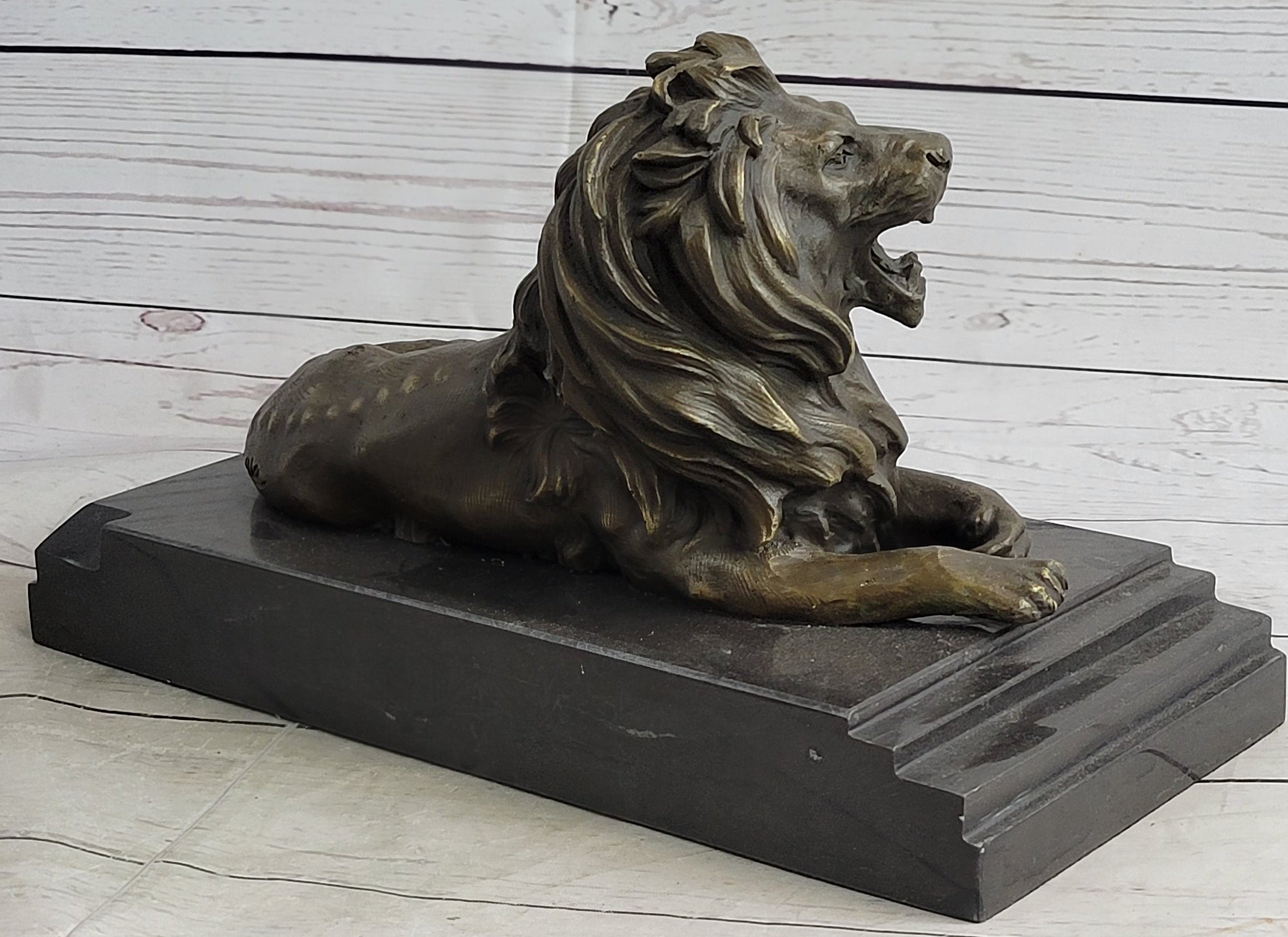 Antoine Barye Recumbent Guardian Lion Bronze Sculpture