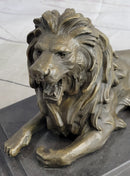 Antoine Barye Recumbent Guardian Lion Bronze Sculpture