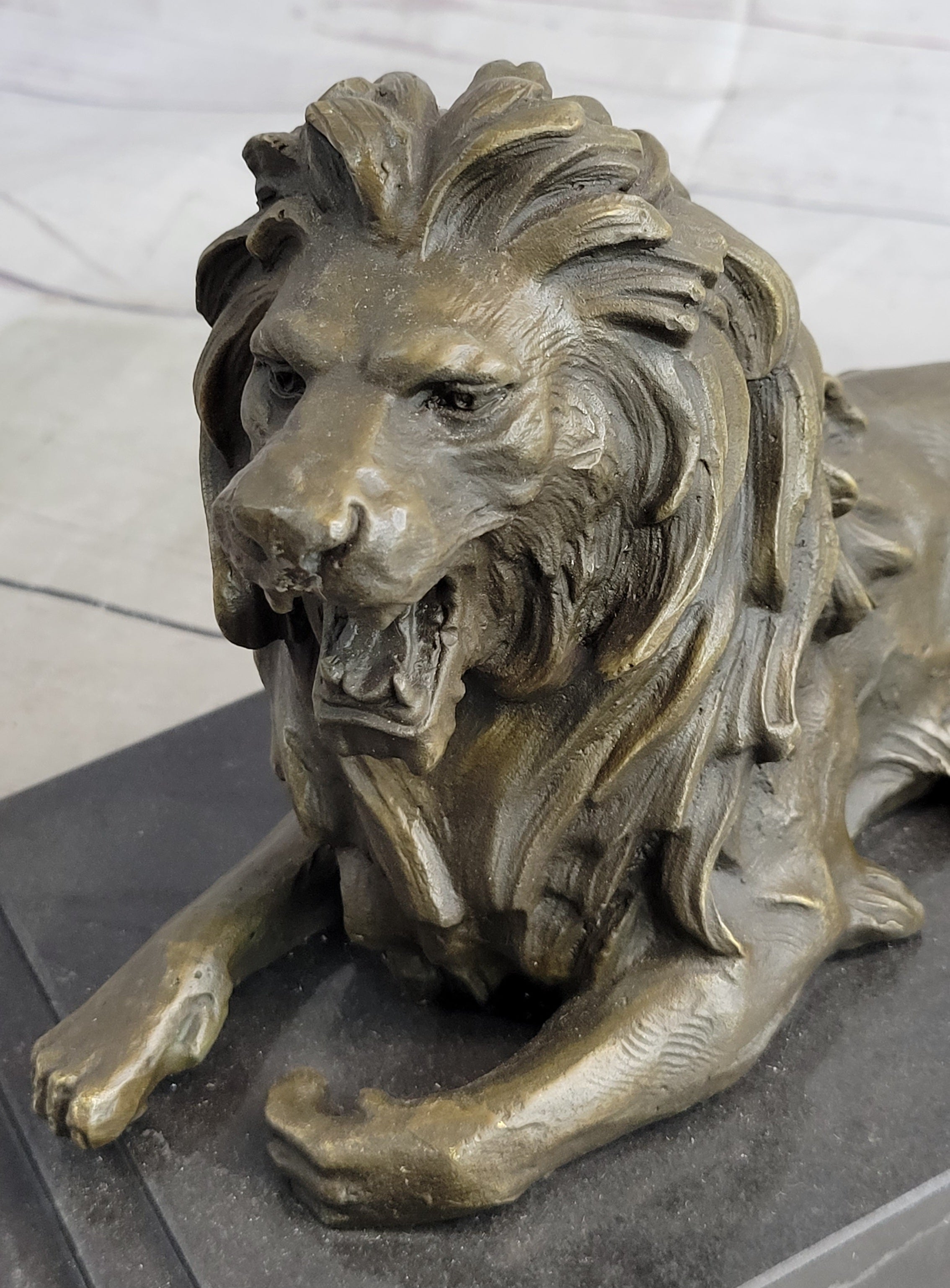 Antoine Barye Recumbent Guardian Lion Bronze Sculpture