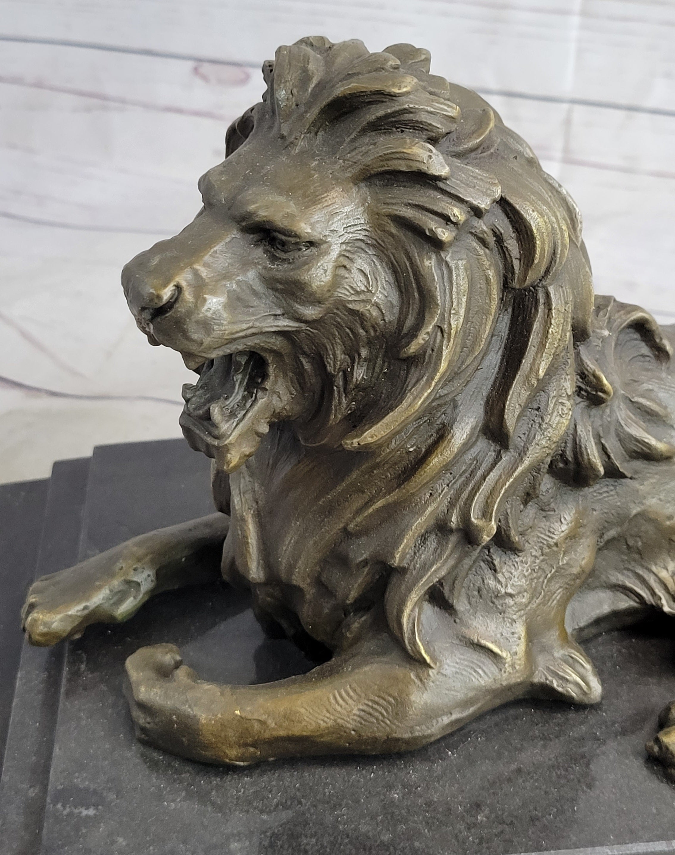Antoine Barye Recumbent Guardian Lion Bronze Sculpture