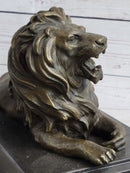 Antoine Barye Recumbent Guardian Lion Bronze Sculpture