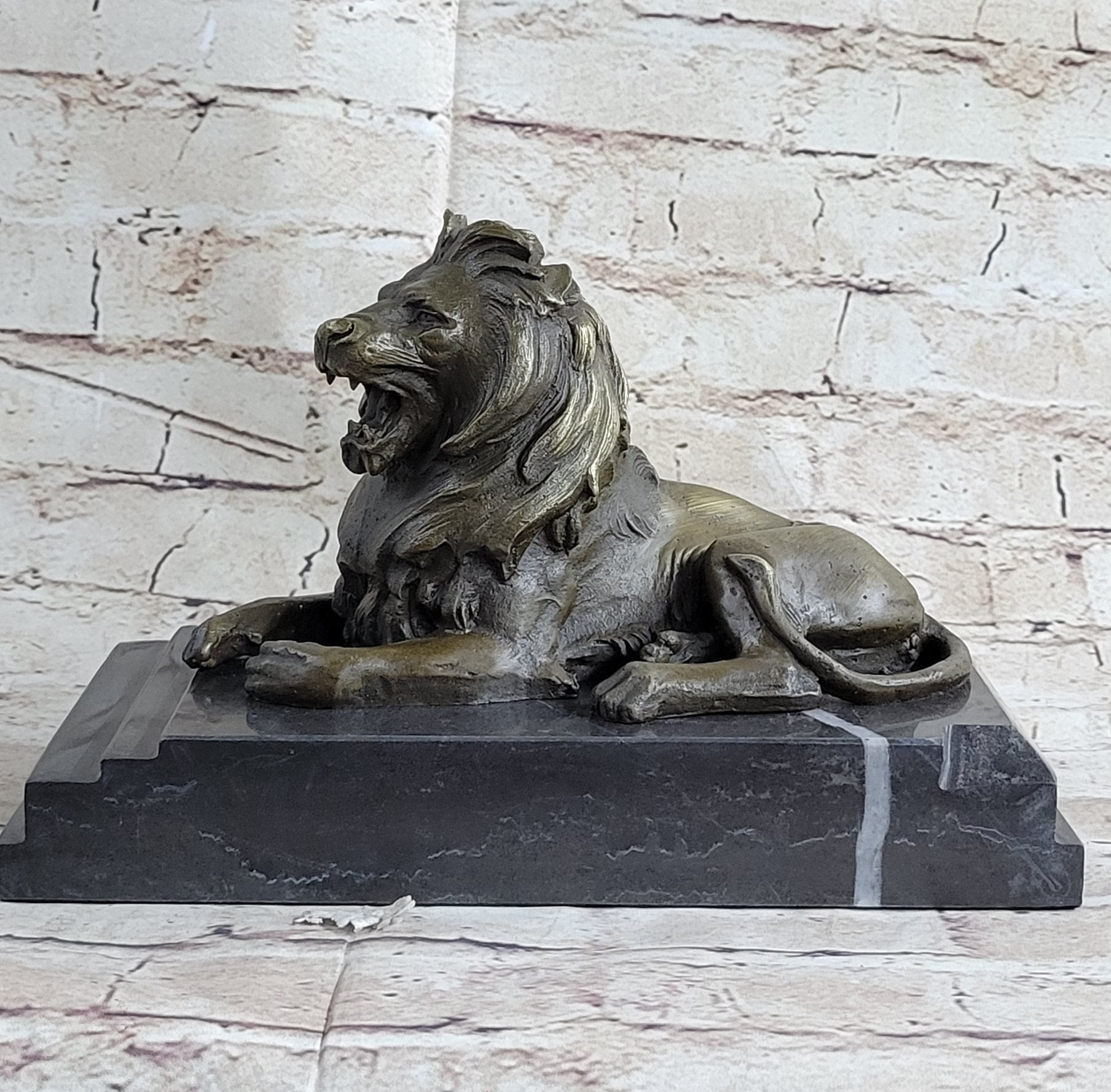 Signed Barye King Of Jungle Lion Bronze Sculpture Art Deco