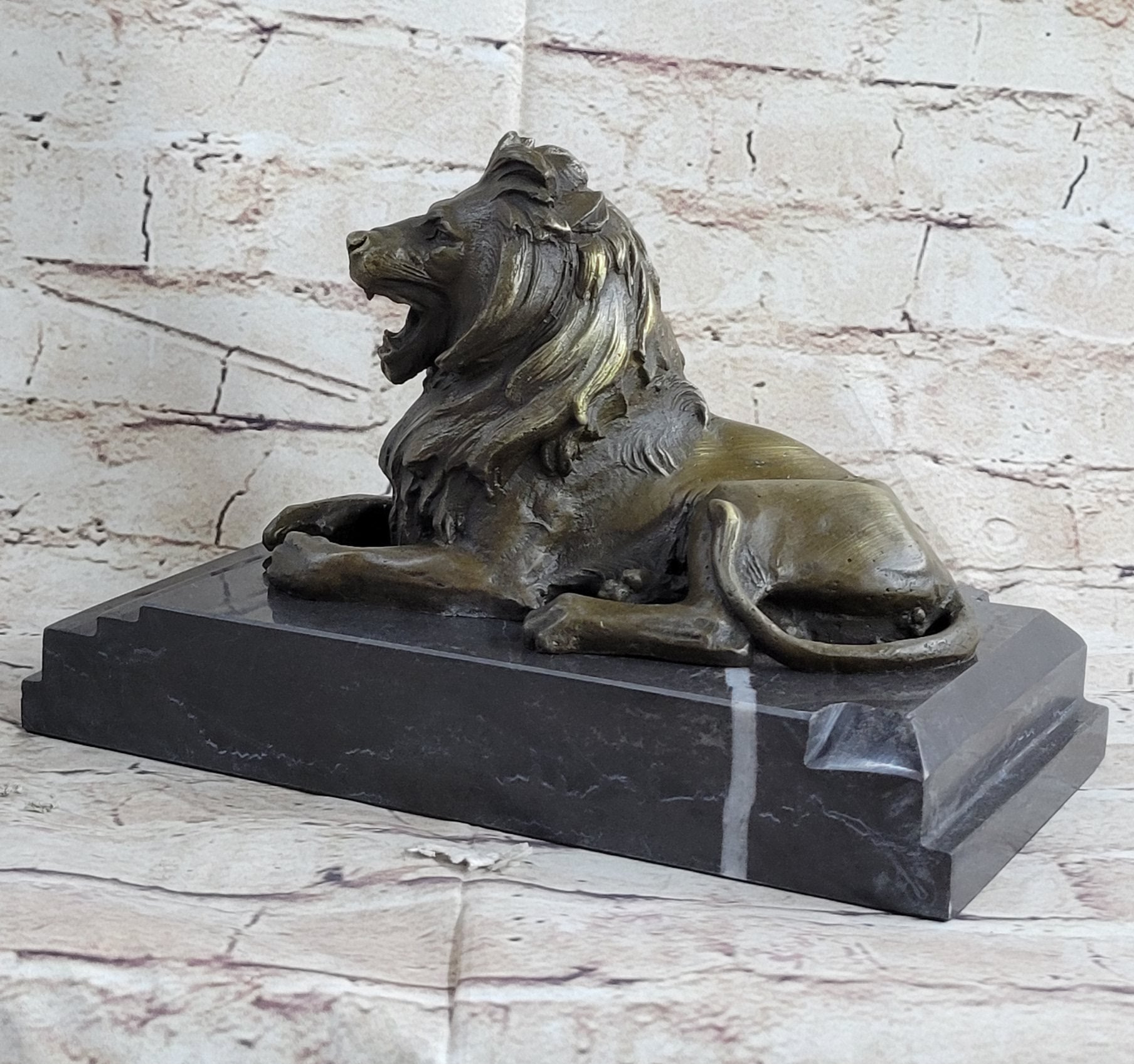 Signed Barye King Of Jungle Lion Bronze Sculpture Art Deco