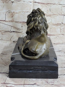 Signed Barye King Of Jungle Lion Bronze Sculpture Art Deco