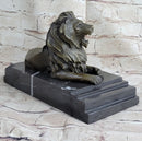 Signed Barye King Of Jungle Lion Bronze Sculpture Art Deco
